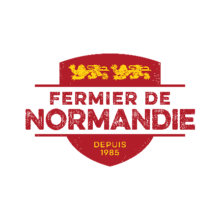 Logo rouge et blanc avec emblème de la Normandie