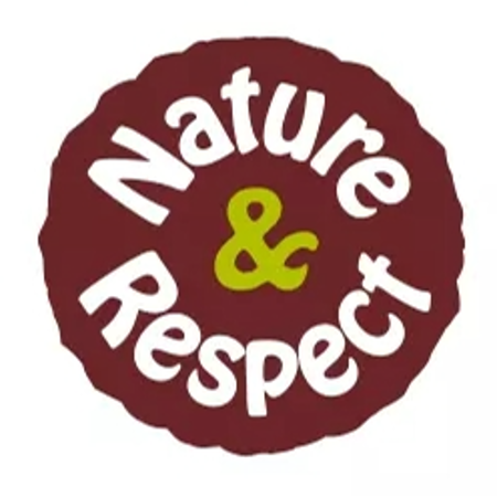 Rond marron avec Nature et respect en blanc