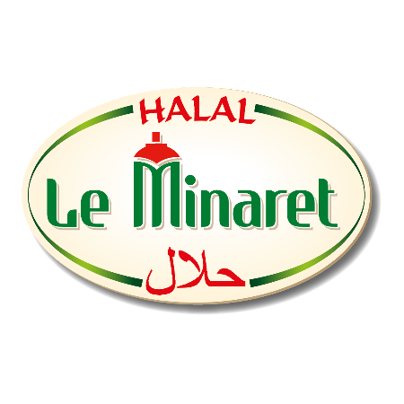 Logo ovale jaune avec Le minaret en vert